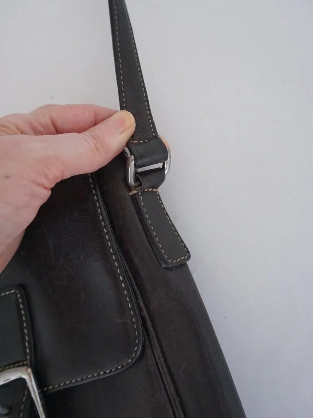 Vintage Coach 7775 Black Leather Buckle Flap Crossbody Structured Shoulder Bag - Picture 7 of 16
